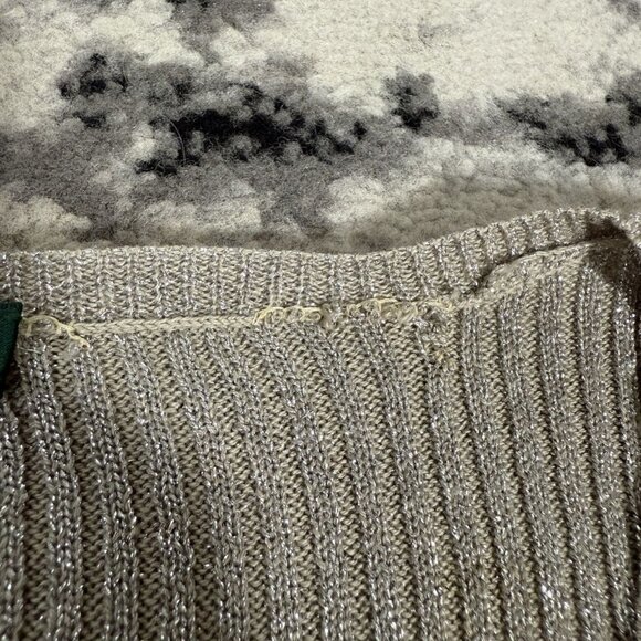 Lauren Ralph Lauren Beige Glitter V Neck Long Sleeve Sweater - Picture 5 of 5